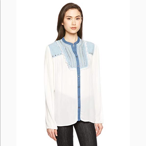 4/$25 DESIGUAL‎ EXOTIC JEANS LONG SLEEVE SHIRT - Picture 1 of 8